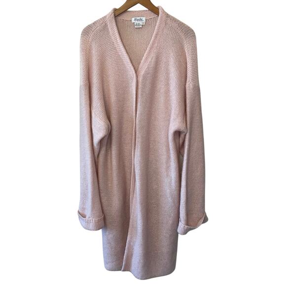 VTG Blushe By Spiegel Light Pink Mohair Blend Chunky Long Cozy Cardigan Small - Picture 1 of 10